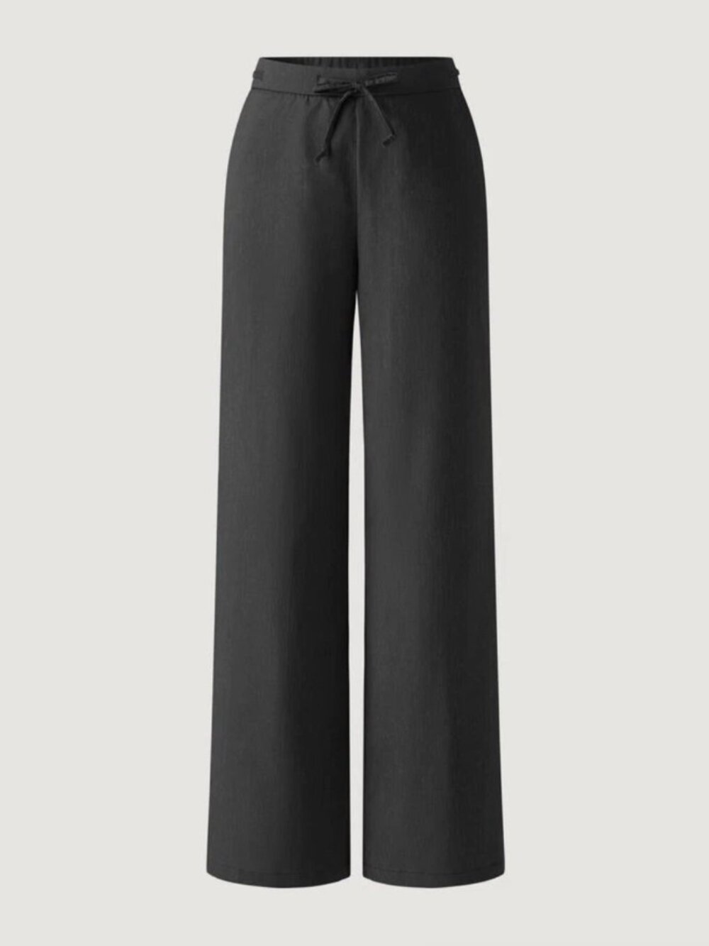 OGL Wrinkle-Resistant Linen Drawstring Wide Leg Pant with Pockets - BLACK MEDIUM
